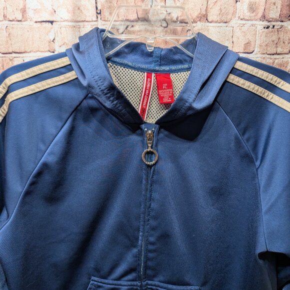 Gloria Vanderbilt Zip Up Sports Jacket in Vintage Blue and Cream Size Large - Picture 4 of 13
